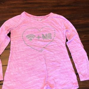 Cute Justice pink long sleeve light shirt.